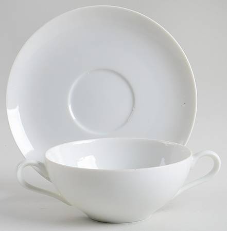 Arzberg White (Form Shape 2000) Flat Cream Soup Bowl & Saucer Set