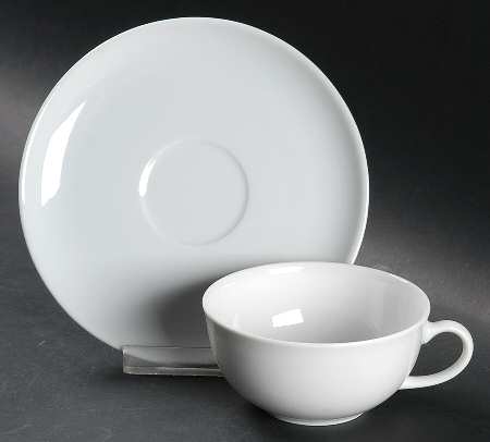 Arzberg White (Form Shape 2000) Flat Cup & Saucer Set