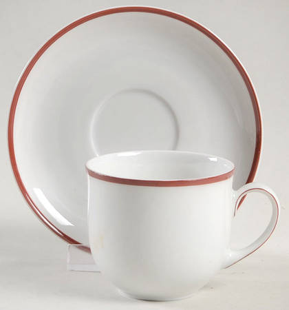 Contrast (Red Trim) Flat Demitasse Cup & Saucer Set