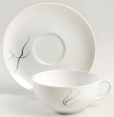 Silver Flight Flat Cup & Saucer Set by Arzberg