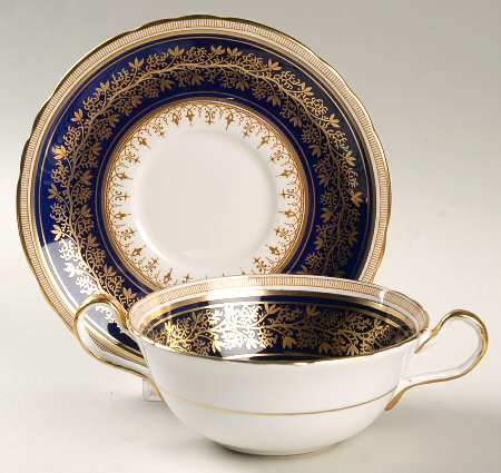 7098 Cobalt Flat Cream Soup Bowl & Saucer Set
