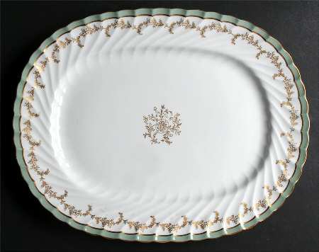 8155 Green 15" Oval Serving Platter