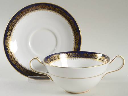 Balmoral Blue Flat Cream Soup Bowl & Saucer Set
