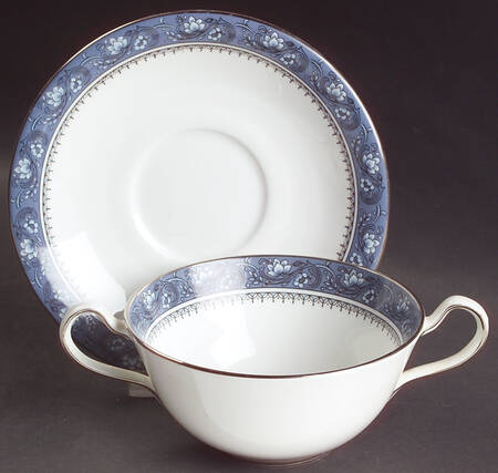 Blue Mist Flat Cream Soup Bowl & Saucer Set
