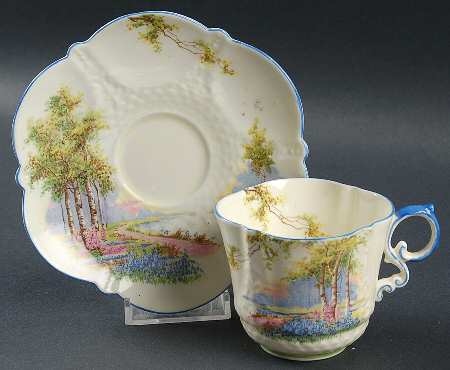 Bluebell Time (Bluetrim) Flat Cup & Saucer Set