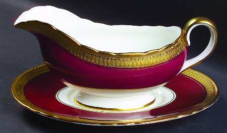 Buckingham Maroon (Scalloped) Gravy Boat & Underplate