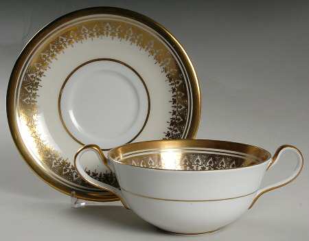 Champagne Footed Cream Soup Bowl & Saucer Set