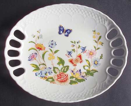 Cottage Garden 9" Pierced Oval Tray by John  Aynsley & Sons