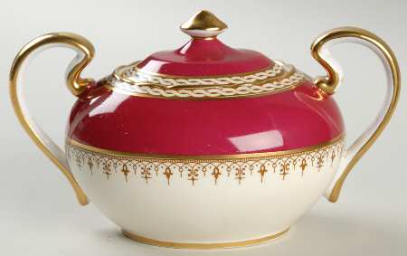Desborough Maroon Sugar Bowl & Lid
