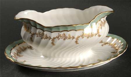 Devon Green Gravy Boat with Attached Underplate