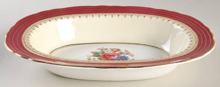 Dorchester Maroon (Floral Cneter) 10" Oval Vegetable Bowl