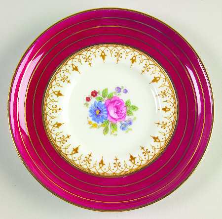 Dorchester Maroon (Floral Cneter) Saucer for Flat Demitasse Cup