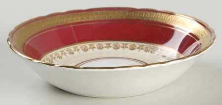 Durham Maroon (Scalloped, Gold Encrusted) Fruit/Dessert (Sauce) Bowl