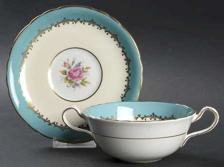 Eastbourne (Floral, Scalloped) Flat Cream Soup Bowl & Saucer Set