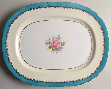 Eastbourne (Floral, Scalloped) 15" Oval Serving Platter