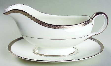 Elegance (Platinum Trim & Inner Verge) Gravy Boat & Underplate