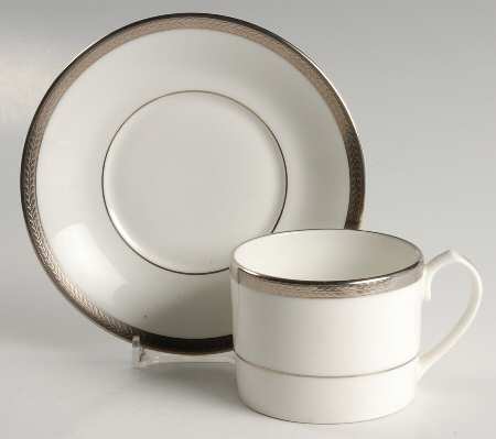 Elegance (Platinum Trim & Inner Verge) Flat Cup & Saucer Set