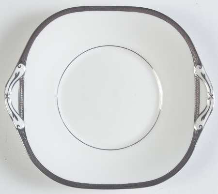 Elegance (Platinum Trim & Inner Verge) Handled Cake Plate
