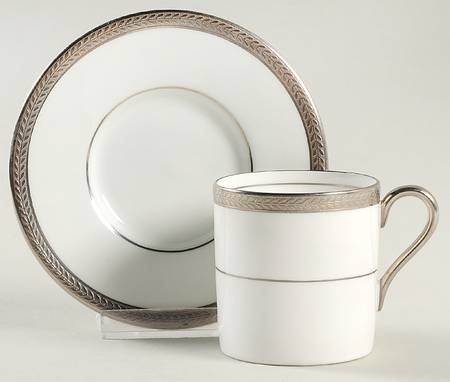 Elegance (Platinum Trim & Inner Verge) Flat Demitasse Cup & Saucer Set