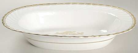 Elegance (Gold Floral & Gold Trim) 10" Oval Vegetable Bowl