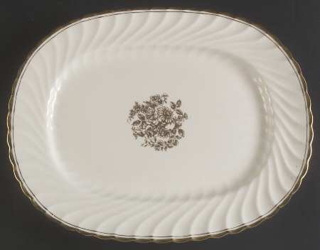Elegance (Gold Floral & Gold Trim) 15" Oval Serving Platter