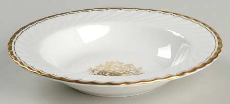 Elegance (Gold Floral & Gold Trim) Rim Soup Bowl