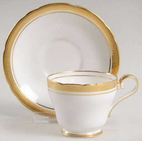 Elizabeth (Scalloped, Pin Line) Footed Demitasse Cup & Saucer Set