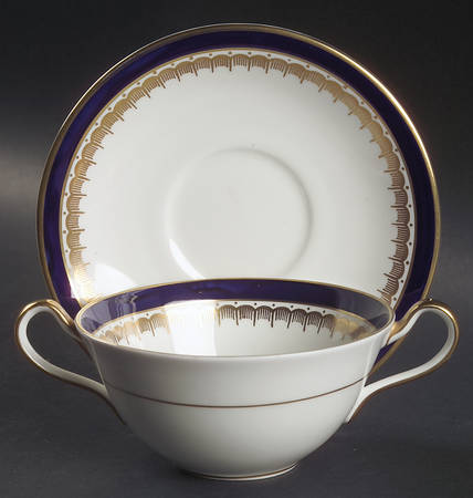 Embassy Cobalt Blue (Smooth) Flat Cream Soup Bowl & Saucer Set