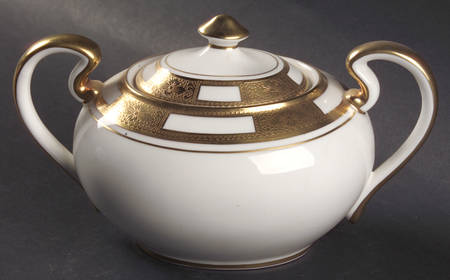 Empress White (Gold Encrusted, Smooth Or Scalloped) Sugar Bowl & Lid