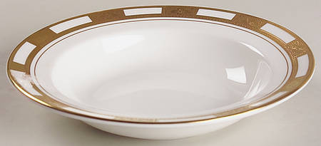 Empress White (Gold Encrusted, Smooth Or Scalloped) Rim Soup Bowl