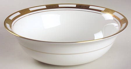 Empress White (Gold Encrusted, Smooth Or Scalloped) 9" Salad Serving Bowl