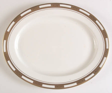 Empress White (Gold Encrusted, Smooth Or Scalloped) 13" Oval Serving Platter