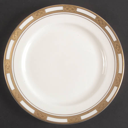 Empress White (Gold Encrusted, Smooth Or Scalloped) Luncheon Plate