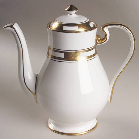 Empress White (Gold Encrusted, Smooth Or Scalloped) Coffee Pot & Lid