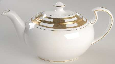 Empress White (Gold Encrusted, Smooth Or Scalloped) Teapot & Lid