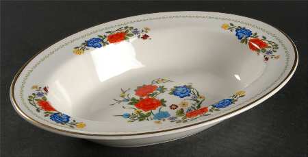 Famille Rose 10" Oval Vegetable Bowl
