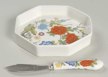 Famille Rose Individual Butter Dish & Knife Set