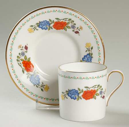Famille Rose Flat Demitasse Cup & Saucer Set