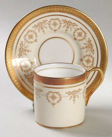 Gold Dowery Flat Demitasse Cup & Saucer Set