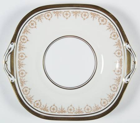 Gold Dowery Square Handled Cake Plate