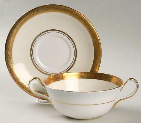 Helene Ivory (Smooth) Flat Cream Soup Bowl & Saucer Set