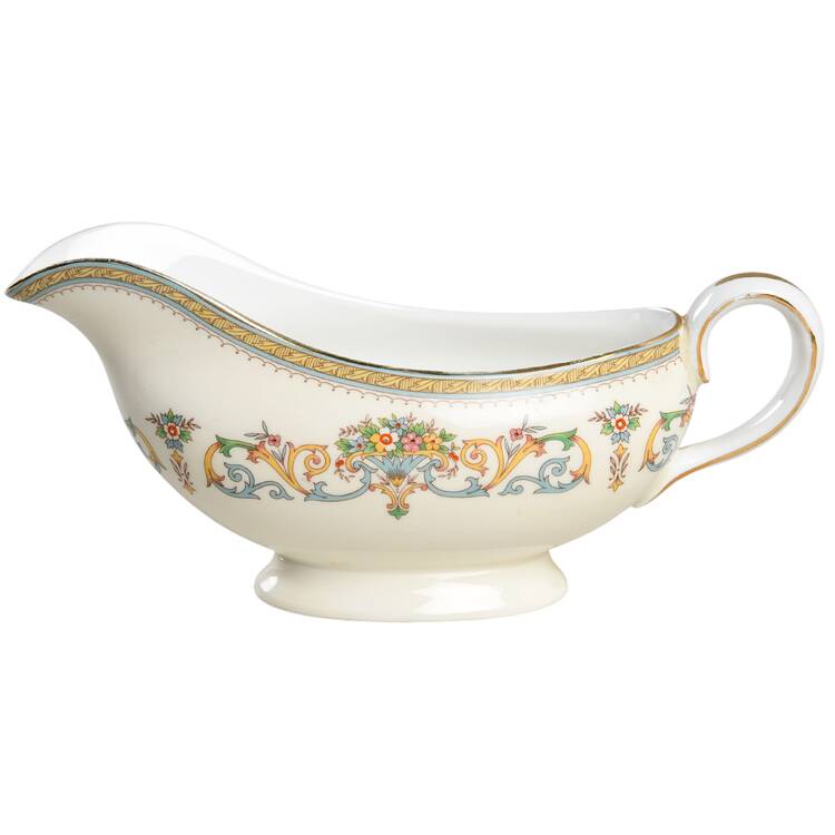 Henley (Smooth, Gold Trim, Blue Backstamp) Gravy Boat