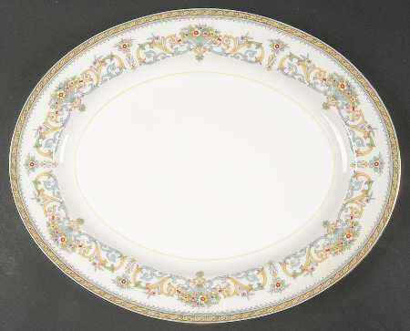 Henley (Smooth, Gold Trim, Blue Backstamp) 13" Oval Serving Platter