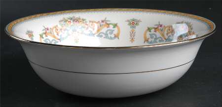Henley (Smooth, Gold Trim, Blue Backstamp) 9" Round Vegetable Bowl