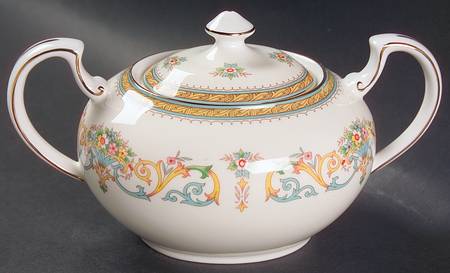 Henley (Smooth, Gold Trim, Blue Backstamp) Sugar Bowl & Lid