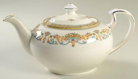Henley (Smooth, Gold Trim, Blue Backstamp) Teapot & Lid