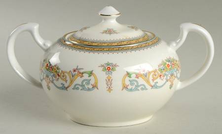 Henley (Smooth, Gold Trim, Blue Backstamp) Sugar Bowl & Lid