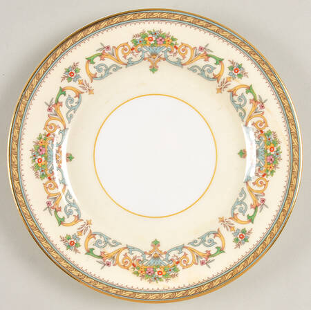 Henley (Smooth, Gold Trim, Green Backstamp) Dessert/Pie Plate
