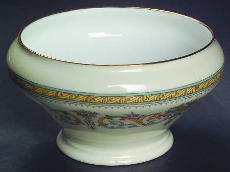 Henley (Smooth, Gold Trim, Green Backstamp) Open Sugar Bowl