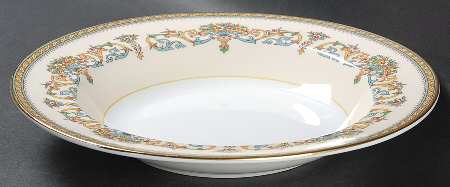 Henley (Smooth, Gold Trim, Green Backstamp) Large Rim Soup Bowl